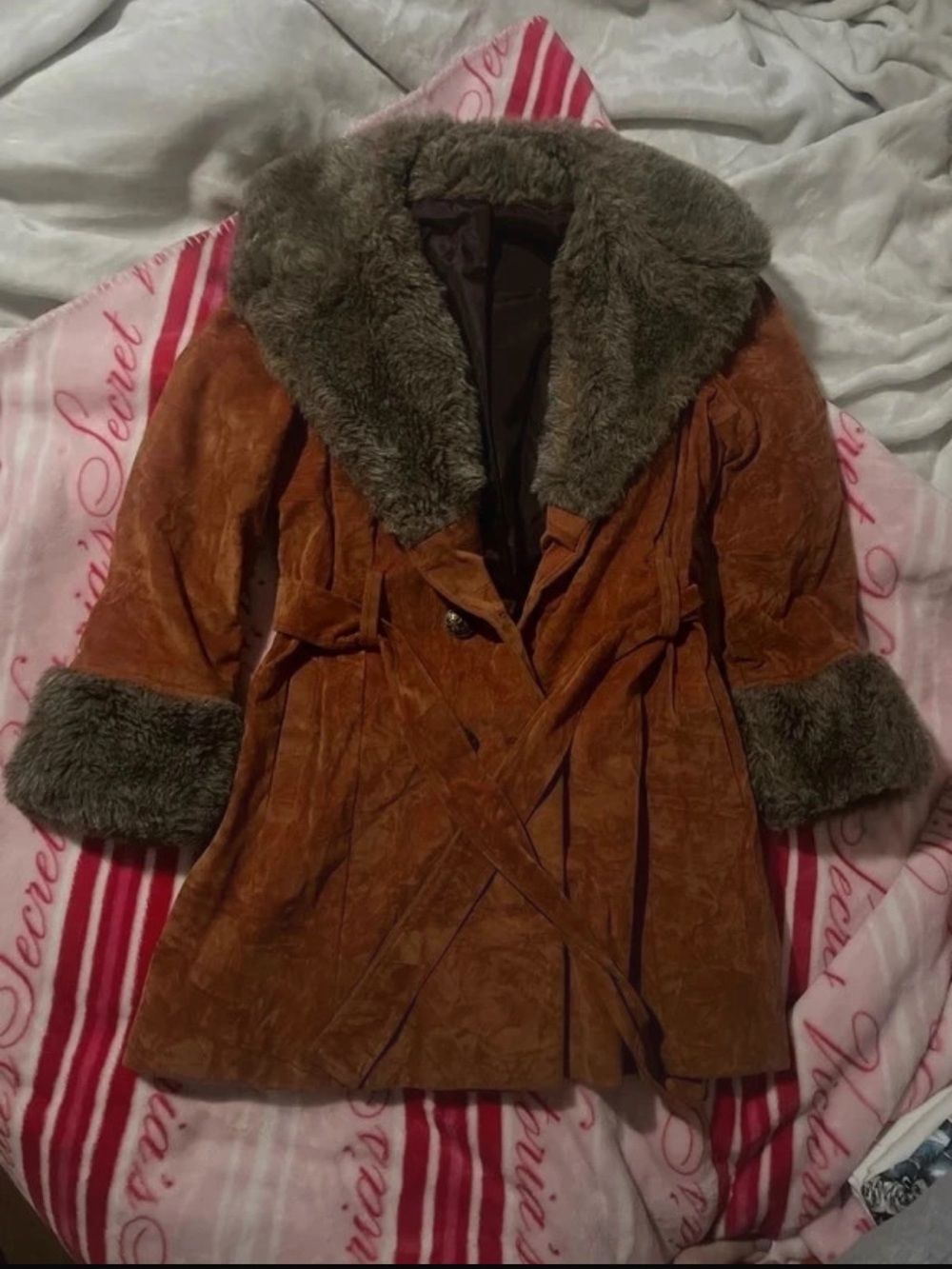 Vintage 70s-80s Faux Fur Suede Penny Lans Coat